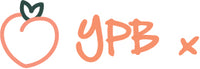 Peach and text 'ypb x'.